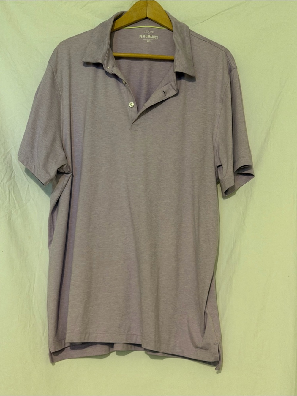 J Crew Men’s Performance Polo Lavender Short Sleeve Sz XXL Golf Athletic Shirt